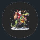 Santa Riding Dinosaur T Rex Christmas Boys Men Xma Classic Round Sticker<br><div class="desc">Santa Riding Dinosaur T Rex Christmas Boys Men Xmas Squad</div>
