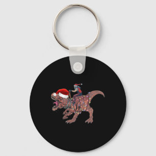 Santa Riding Dinosaur T Rex Christmas Boys Men Xma Keychain