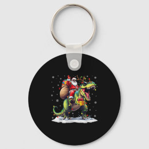 Santa Riding Dinosaur T Rex Christmas Boys Men Xma Keychain
