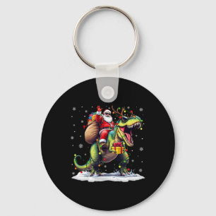 Santa Riding Dinosaur T Rex Christmas Boys Men Xma Keychain