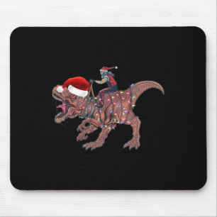 Santa Riding Dinosaur T Rex Christmas Boys Men Xma Mouse Pad