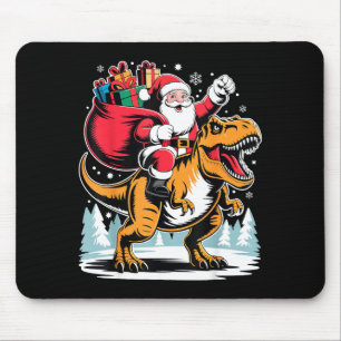 Santa Riding Dinosaur T Rex Christmas Boys Xmas  Mouse Pad