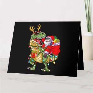 Santa Riding Dinosaur T Rex Christmas Funny Xmas K Card