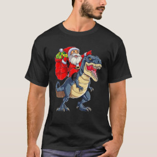Santa Riding Dinosaur T Rex Christmas Gifts Boys M T-Shirt