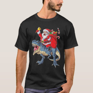 Santa Riding Dinosaur T rex Christmas Gifts  T-Shirt