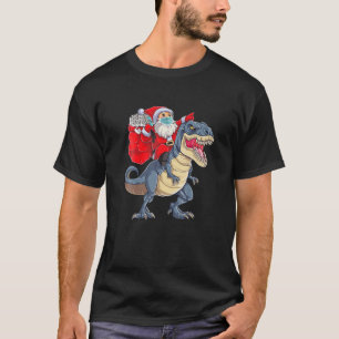 Santa Riding Dinosaur T Rex Christmas Santa With F T-Shirt