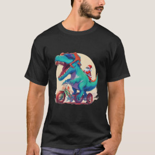 Santa Riding Dinosaur T rex For Kids Boys Christma T-Shirt
