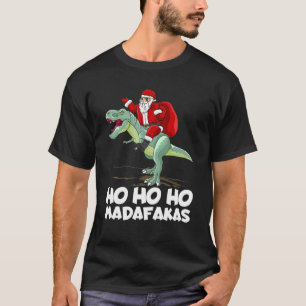 Santa Riding Dinosaur Triceratops Christmas Boys X T-Shirt