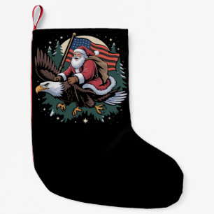 Santa Riding Eagle USA Flag Christmas Small Christmas Stocking