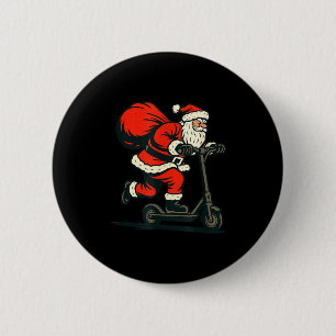 Santa Riding Electric Scooter 2 Inch Round Button