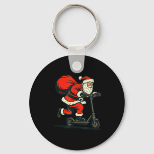 Santa Riding Electric Scooter  Keychain