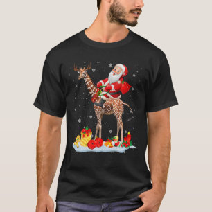 Santa Riding Giraffe Reindeer Christmas Santa Gira T-Shirt
