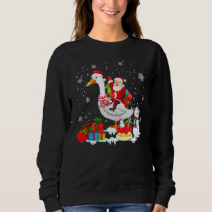 Santa Riding Goose Duck Christmas Pajama Family Sn Sweatshirt