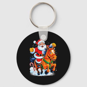 Santa Riding Horse Funny Equestrian Christmas Xmas Keychain