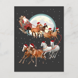 Santa Riding Horses Horse Sleigh Equestrian  Announcement Postcard