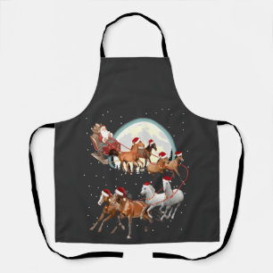 Santa Riding Horses Horse Sleigh Equestrian Apron