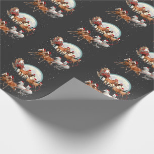 Santa Riding Horses Horse Sleigh Equestrian  Wrapping Paper