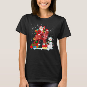 Santa Riding Irish Setter Christmas Pajama Family T-Shirt