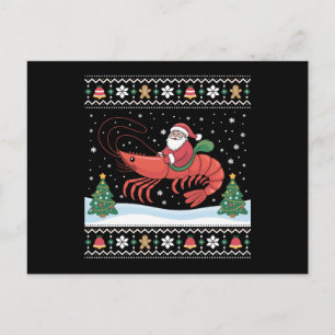 Santa Riding Lobster Ugly Christmas Sweater Xmas Holiday Postcard