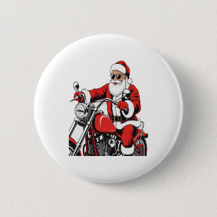 Santa Riding Motorcycle 2 Inch Round Button