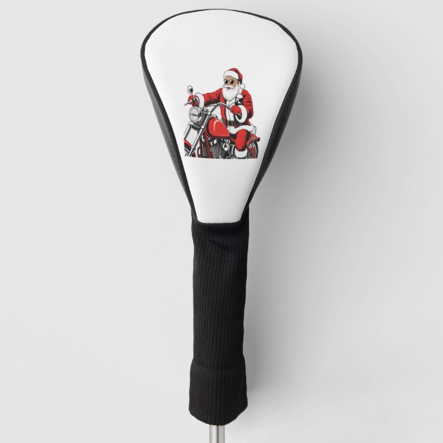 Santa Riding Motorcycle Golf Head Cover (Front)