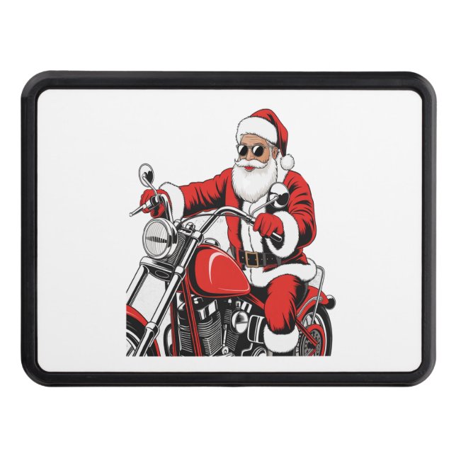 Santa Riding Motorcycle Trailer Hitch Cover (Front)