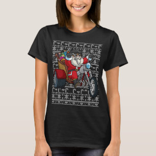 Santa Riding Motorcycle Ugly Christmas Biker Motor T-Shirt