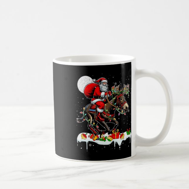 Santa Riding Mule Reindeer Xmas Farm Animal Lover  Coffee Mug (Right)