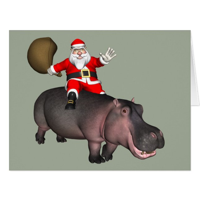 Santa Riding On Hippo (Front Horizontal)