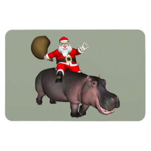 Santa Riding On Hippo Magnet