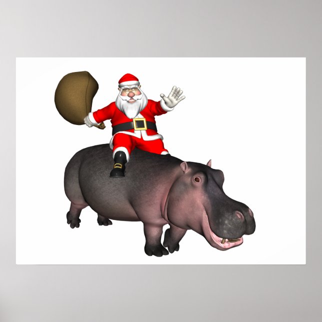Santa Riding On Hippo Poster (Front)