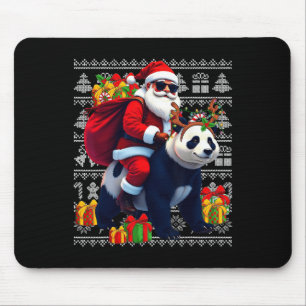 Santa Riding Panda Christmas Lights Ugly Christmas Mouse Pad
