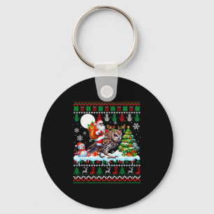 Santa Riding Reindeer Owl Sweater Xmas Tree Snowma Keychain