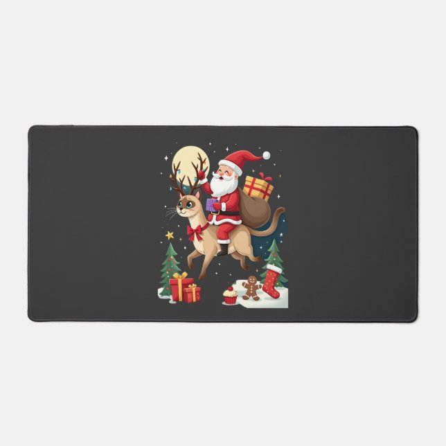 Santa Riding Reindeer Siamese Cat Christmas Tree L (Recto)