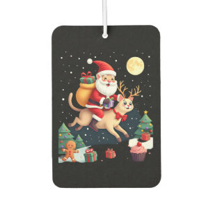Santa Riding Reindeer Siamese Cat Christmas Tree L Air Freshener