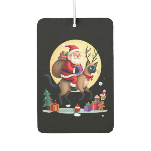 Santa Riding Reindeer Siamese Cat Christmas Tree L Air Freshener