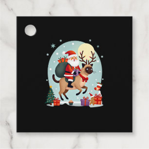 Santa Riding Reindeer Siamese Cat Christmas Tree L Favour Tags