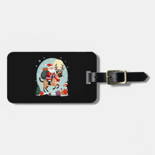 Santa Riding Reindeer Siamese Cat Christmas Tree L Luggage Tag