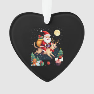Santa Riding Reindeer Siamese Cat Christmas Tree L Ornament