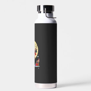 Santa Riding Reindeer Siamese Cat Christmas Tree L Water Bottle