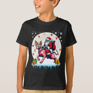 Santa Riding Reindeer Sphynx Cat Christmas Owner K T-Shirt
