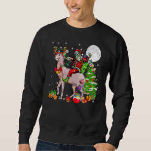 Santa Riding Reindeer Sphynx Cat Christmas Tree O Sweatshirt