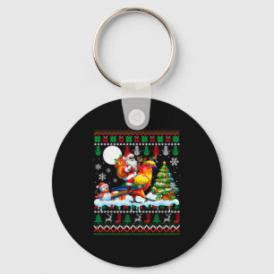 Santa Riding Reindeer Sun Conure Sweater Xmas Tree Keychain