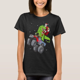 Santa Riding Rex Dinosaur Monster Truck Boy Christ T-Shirt