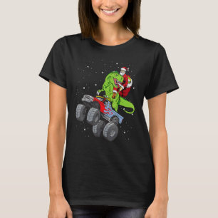Santa Riding Rex Dinosaur Monster Truck Boy Christ T-Shirt