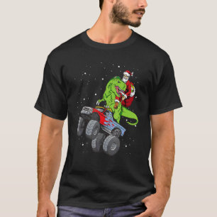 Santa Riding Rex Dinosaur Monster Truck Boy Christ T-Shirt