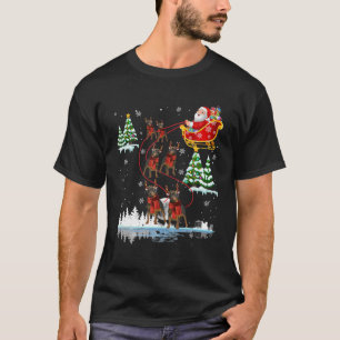 Santa Riding Rottweiler Reindeer Christmas Pajama T-Shirt