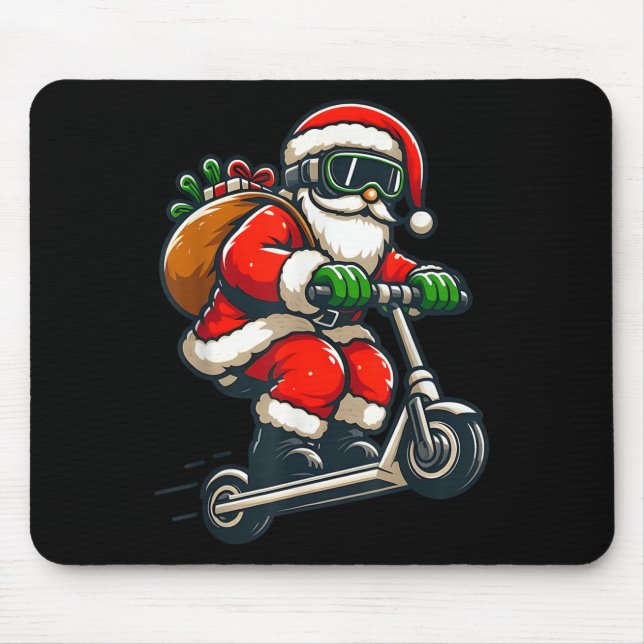 Santa Riding Scooter Christmas Pajama For Toddlers Mouse Pad (Front)