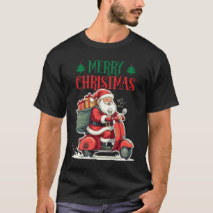 Santa Riding Scooter Merry Christmas T-Shirt