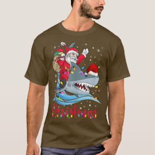 Santa Riding Shark Christmas Boys Kids Christmas T-Shirt